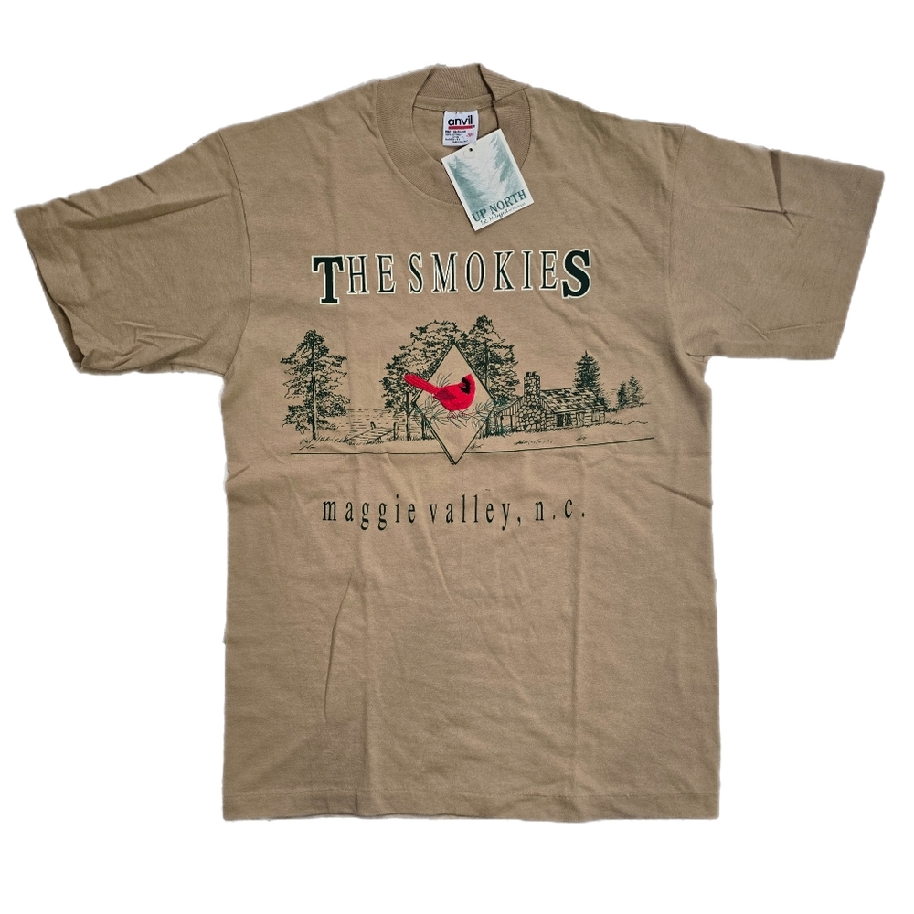 Vtg 90s The Smokies Maggie Valley Cardinal Single Stitch Shirt Sz M USA Made NWT